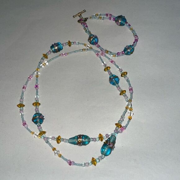 Glass Beaded Necklace & Bracelet Set - Picture 2 of 2